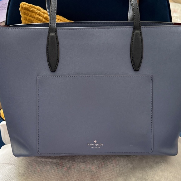 kate spade lavender blue leather tote with black handles - Picture 5 of 10